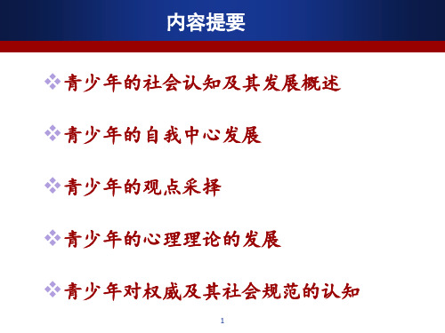 青少年的社会认知发展与教育课件