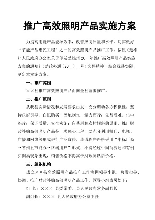 推广高效照明产品实施方案