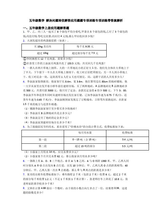 五年级数学 解决问题培优解答应用题题专项训练专项训练带答案解析