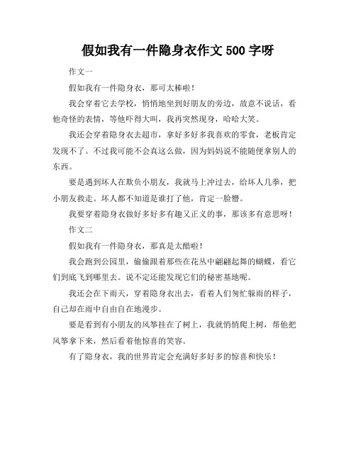 假如我有一件隐身衣作文500字呀