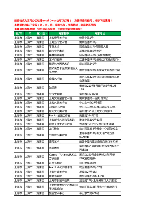 2020新版上海市上海市黄浦区画廊工商企业公司商家名录名单联系电话号码地址大全41家