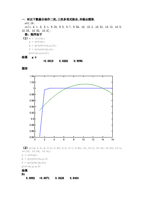 matLAB经典例题及答案