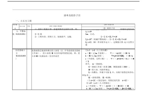 常用工程清单及组价子目.docx