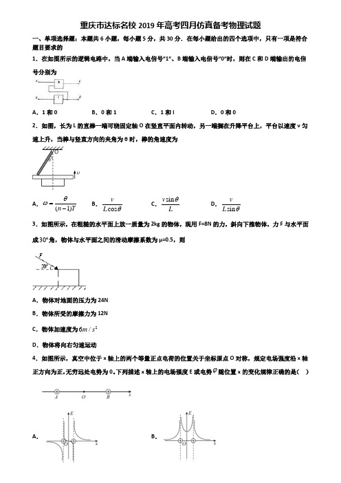 重庆市达标名校2019年高考四月仿真备考物理试题含解析
