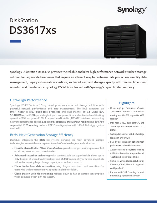 Synology DiskStation DS3617xs 高性能企业级网络存储设备说明书