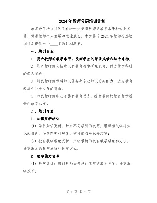 2024年教师分层培训计划