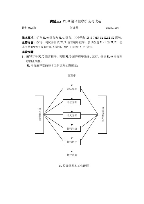 编译原理实验3 编译程序程序扩充与改造