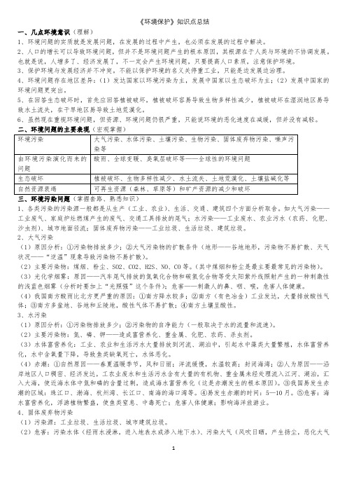 《环境保护》知识点总结