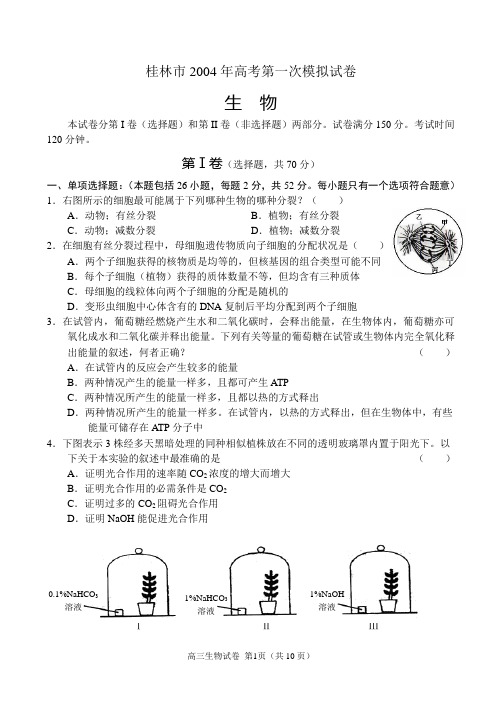 桂林市2004年高考第一次模拟试卷