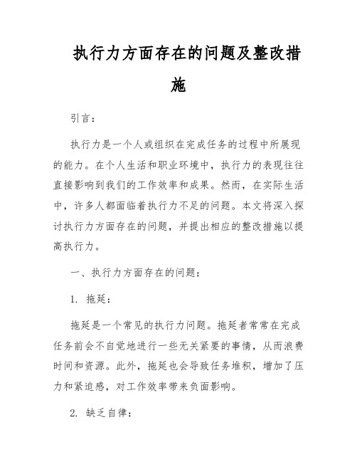 执行力方面存在的问题及整改措施