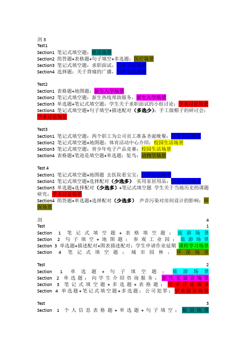 剑3-剑8听力题型