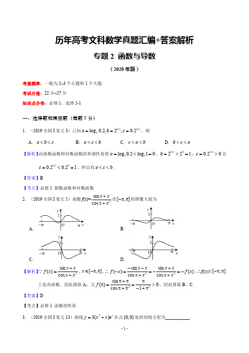 历年高考文科数学真题汇编+答案解析(2)：函数与导数