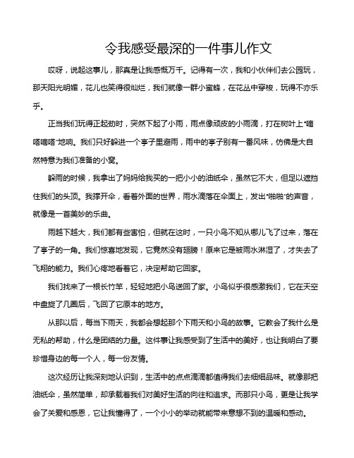 令我感受最深的一件事儿作文