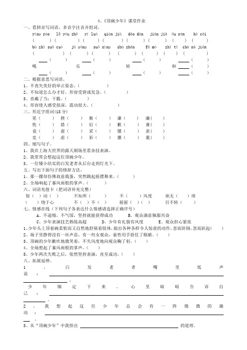 4、《顶碗少年》课堂作业