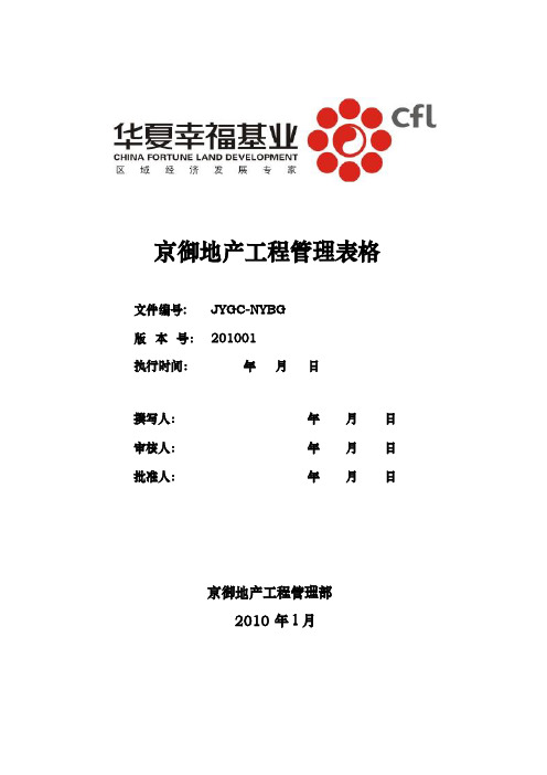 知名房地产公司工程部工程管理表格模板