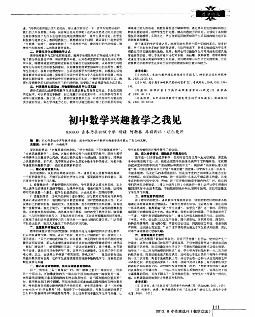 初中数学兴趣教学之我见