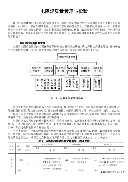 电阻焊质量管理与检验