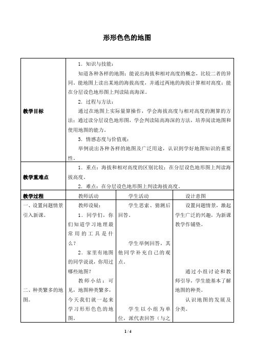 沪教版六年级地理第一学期：景观·地理篇 2.3 形形色色的地图  教案