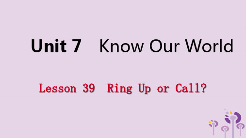 八英语下册Unit7KnowOurWorldLesson39RingUporCall课件新版冀教版