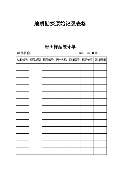 地质勘探原始记录表格