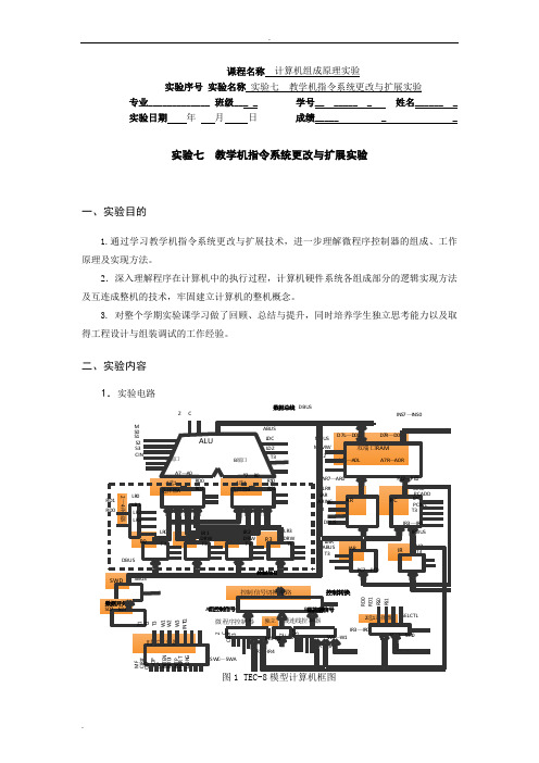 实验七教学机指令系统更改与扩展实验