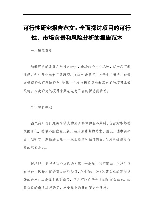 可行性研究报告范文：全面探讨项目的可行性、市场前景和风险分析的报告范本