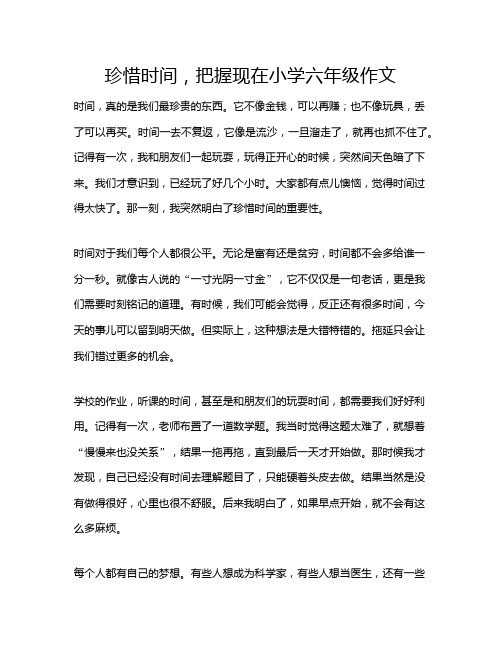 珍惜时间,把握现在小学六年级作文