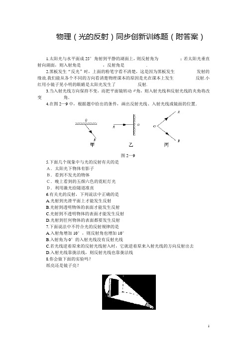 物理(光的反射)同步创新训练题(附答案)