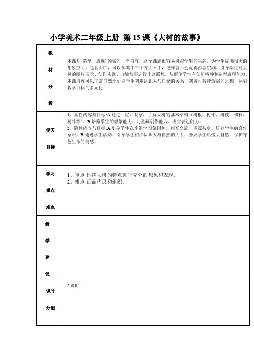 小学美术二年级上册 第15课《大树的故事》