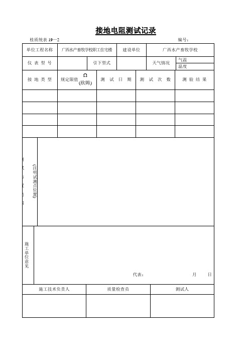 接地电阻、绝缘电阻测试记录