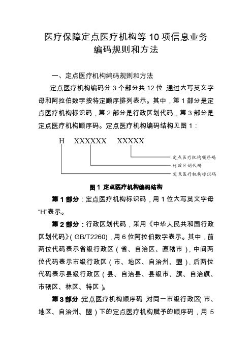 医疗保障定点医疗机构等10项信息业务编码规则和方法