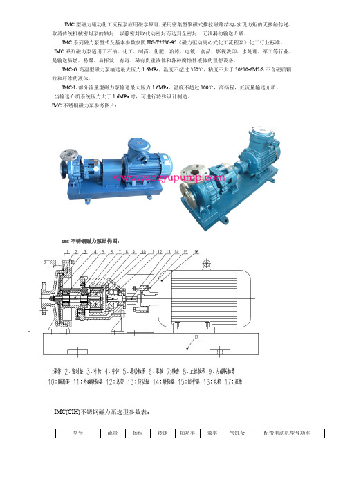 IMC金属磁力泵,IMC不锈钢磁力泵介绍