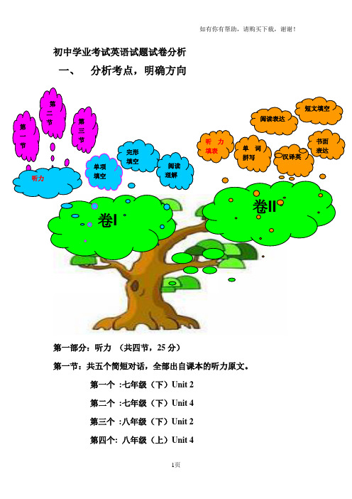 初中学业考试英语试题试卷分析