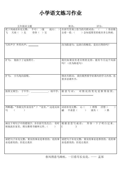 小学五年级语文精题选做I (1)