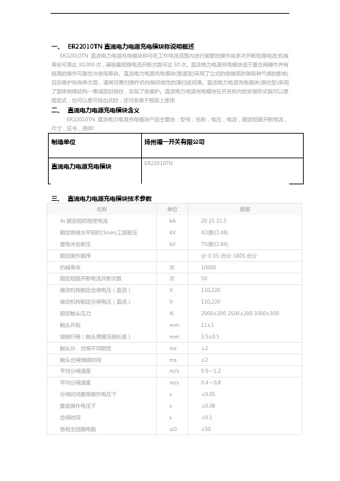 直流电力电源充电模块ER22010TN含义