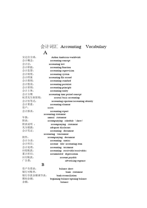 会计英语资料词汇汇总