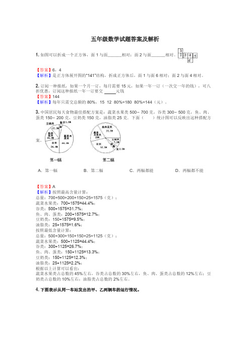 五年级数学试题大全
