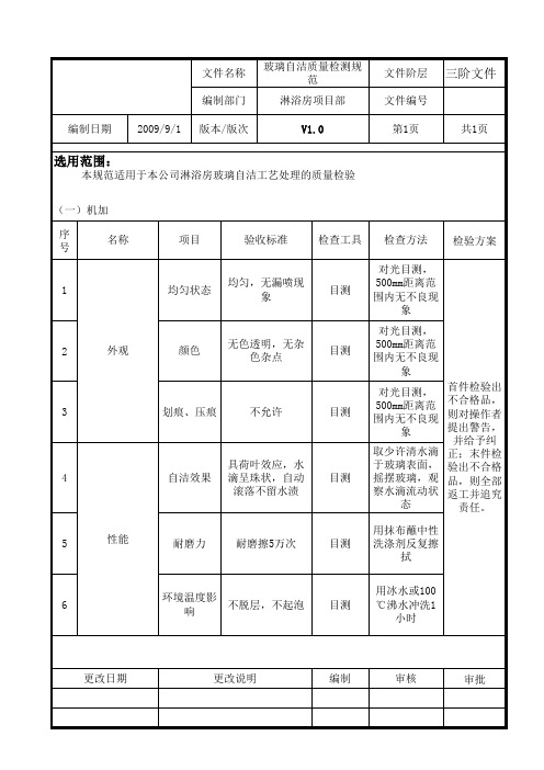 玻璃自洁质量检测规范