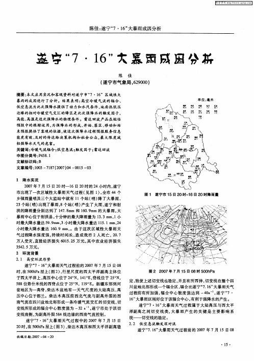遂宁“7.16”大暴雨成因分析
