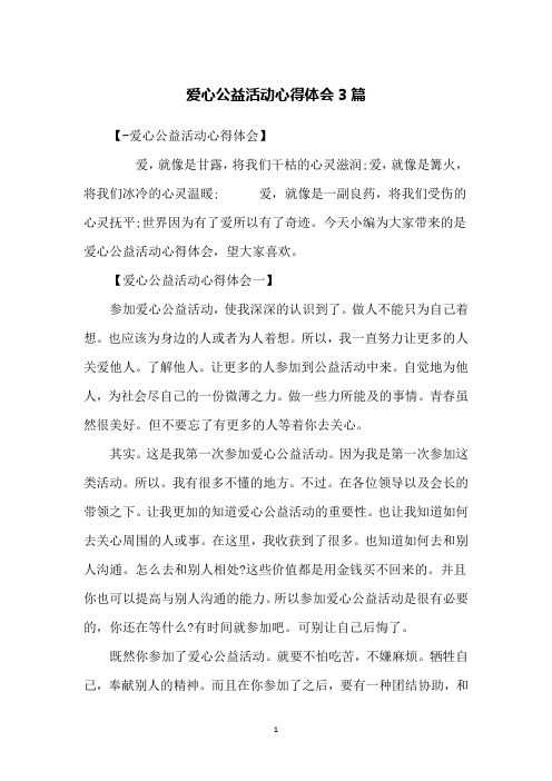 爱心公益活动心得体会3篇