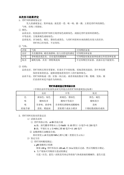 青贮饲料的品质鉴定