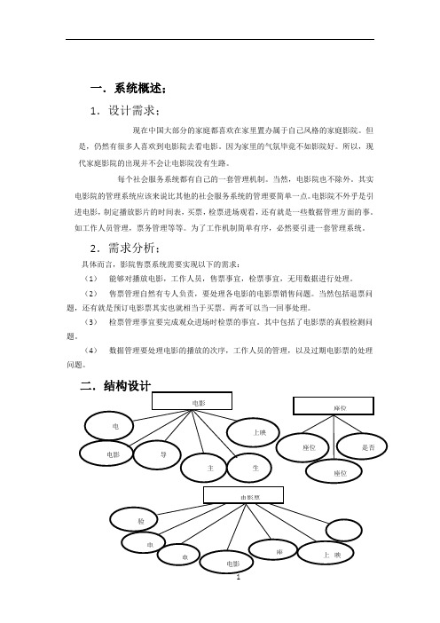 用数据库设计影院售票管理系统