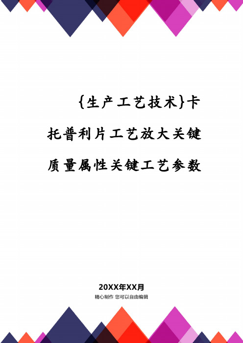 {生产工艺技术}卡托普利片工艺放大关键质量属性关键工艺参数