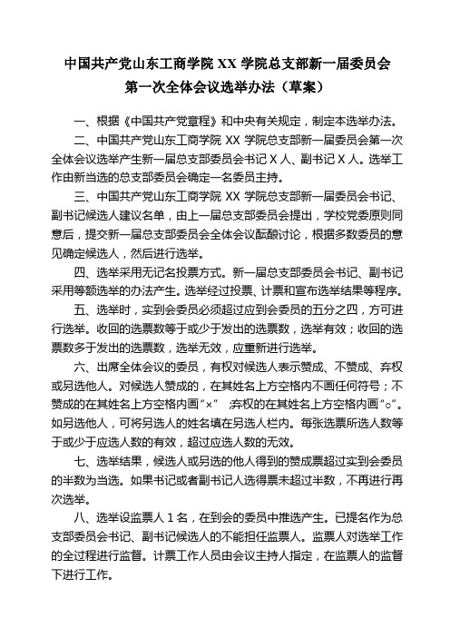 XX学院总支部新一届委员会选举办法