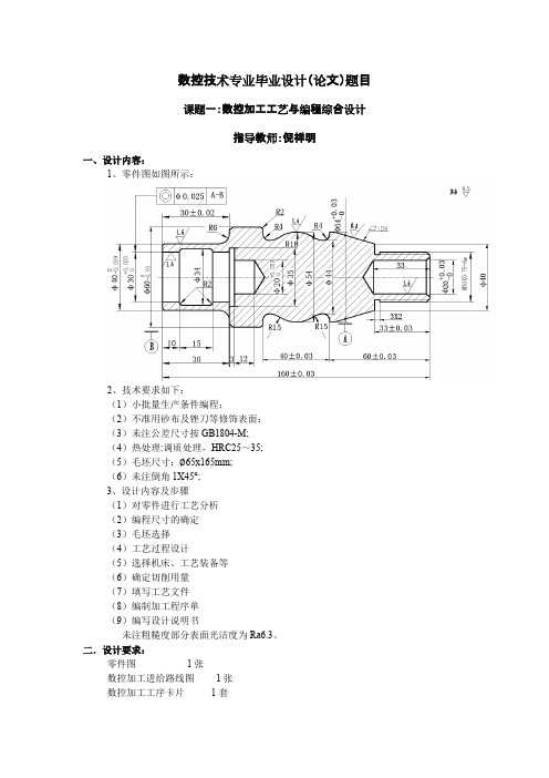 数控技术专业毕业设计（论文）题目