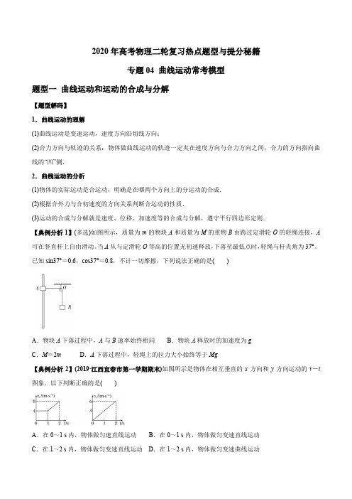 高考物理全国卷专题04 曲线运动常考模型(原卷版)