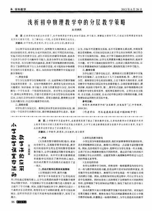 浅析初中物理教学中的分层教学策略