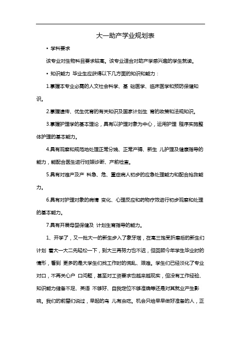 大一助产学业规划表