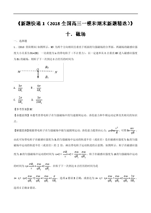 专题10 磁场-新题快递物理之2018全国高三一模和期末新题精选 含解析 精品