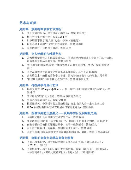 智慧树答案艺术与审美知到答案见面课章节测试2022年